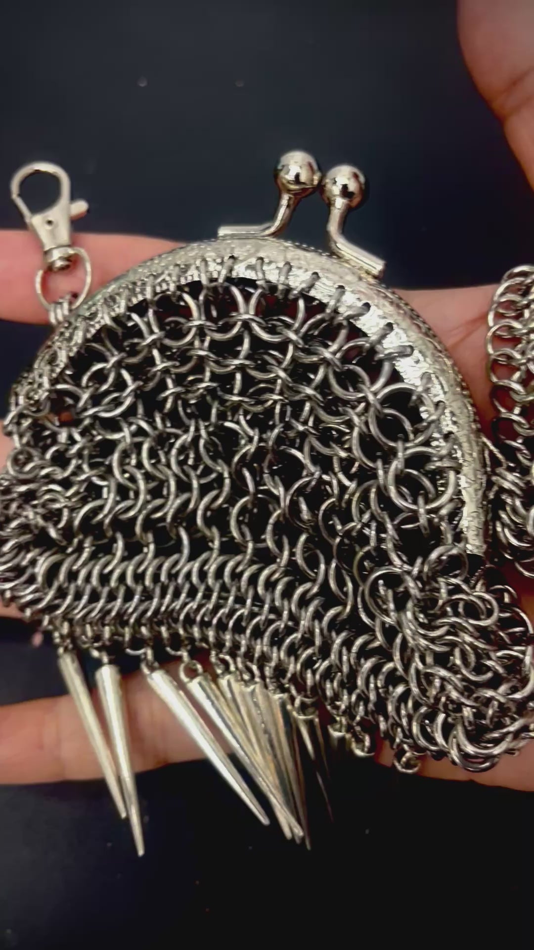 Spike fringe chainmail purse